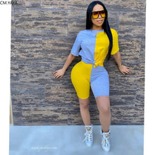 Load image into Gallery viewer, 2020 Women Sets Summer Tracksuits Patchwork Sportswear Tops+Shorts Suit Two Piece Set Club Party Street 2 Pcs Sexy Outfits GL140

